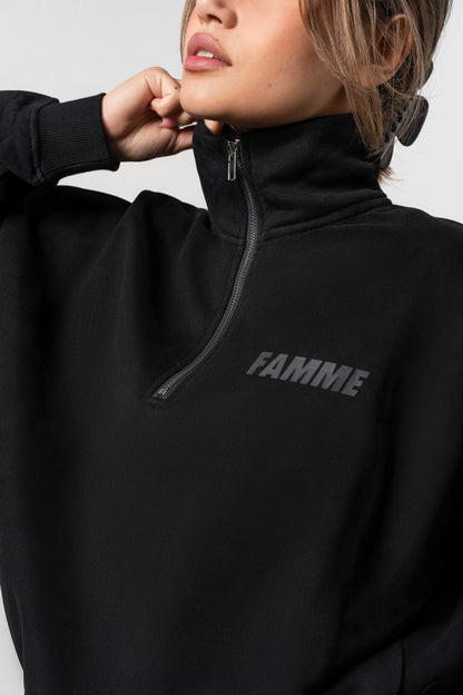 Black Essential Sweat Half Zip - for dame - Famme - Sweatshirt