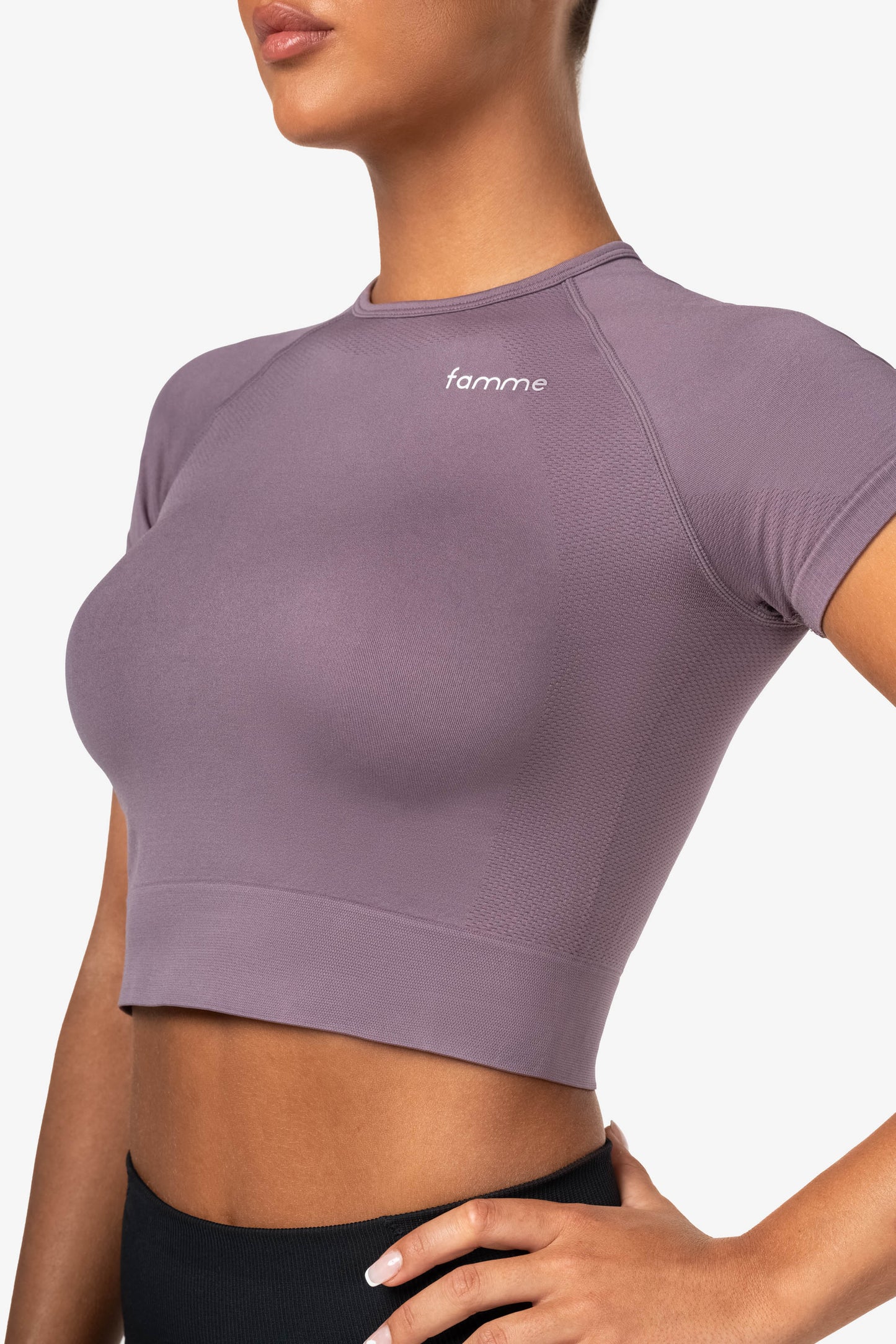 Purple Seamless Cropped T-Shirt - for dame - Famme - T-Shirt